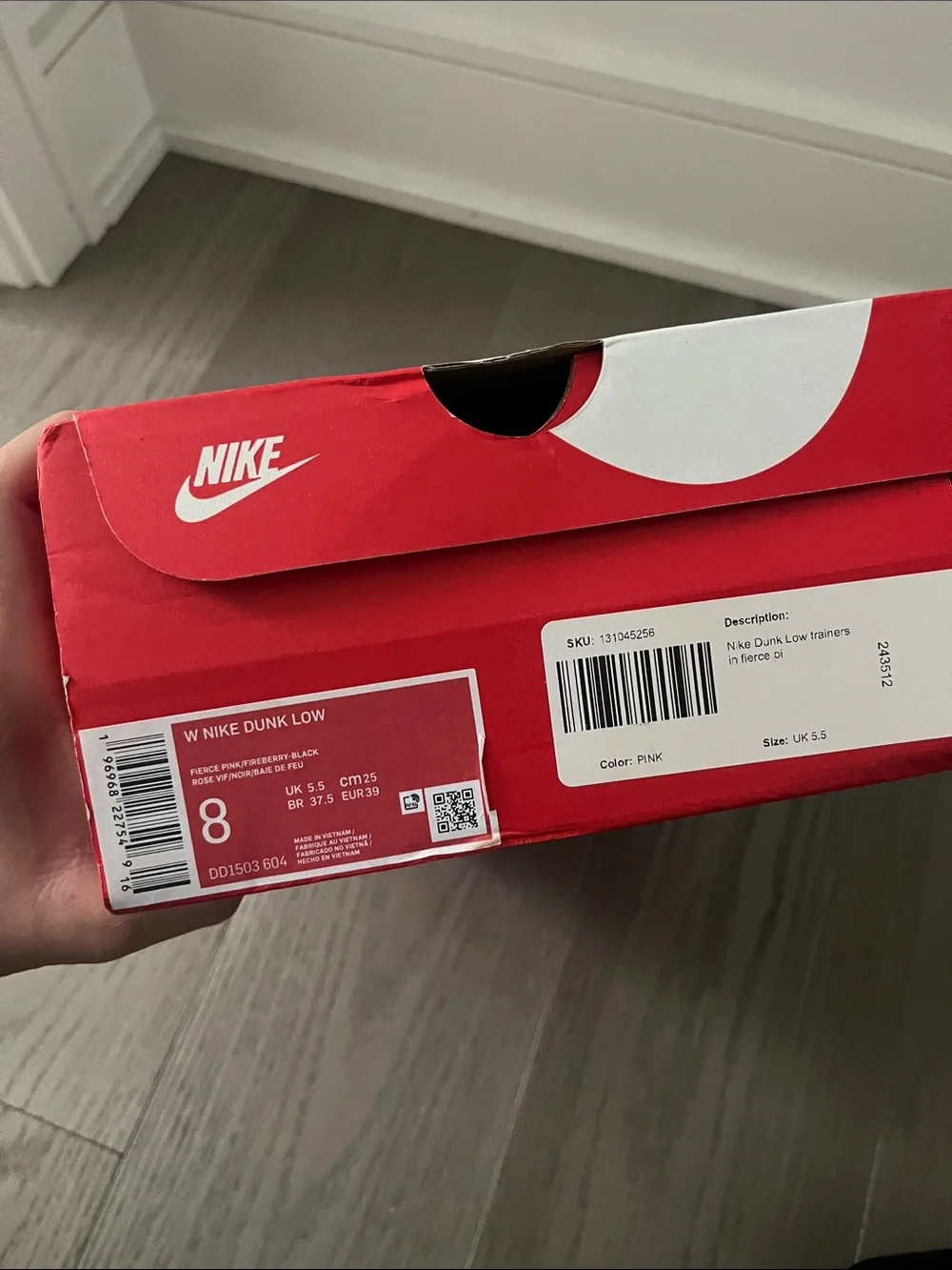 NWT Nike Dunk Low Fierce Pink/Fireberry 8